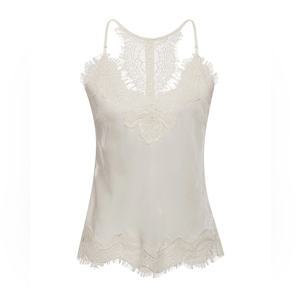 Gold Hawk White Lace Slip Chemise NWT M leather/lace